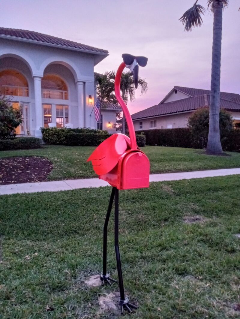 Flamingo Mailbox with Sunglasses - Image 2